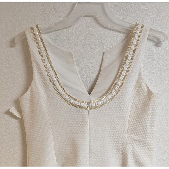 NWT~ Wmn's Lilly Pulitzer Janice Shift Dress White/Gold Beaded Resort/Cruise 10 - Picture 12 of 16